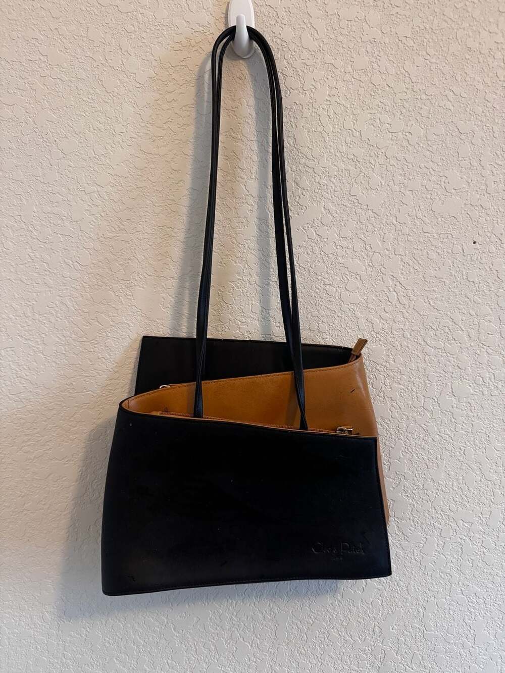 Cleo & Patek Leather Shoulder Bag Tan And Black